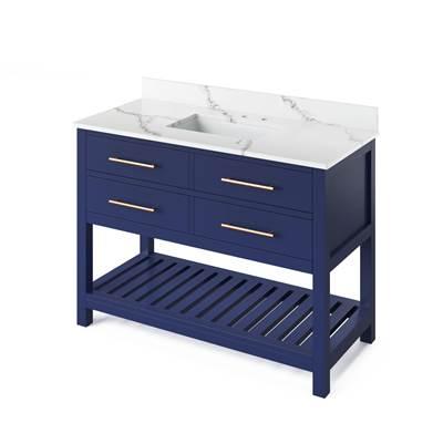 48'' Hale Blue Wavecrest Vanity, Calacatta Vienna Quartz Vanity Top, undermount rectangle bowl