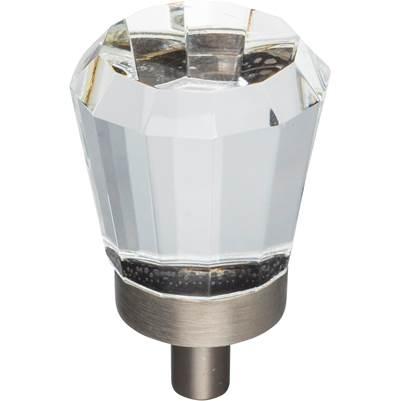 1'' Overall Length Brushed Pewter Faceted Glass Harlow Cabinet Knob