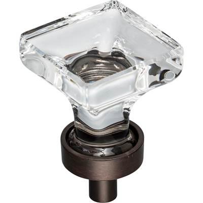 1'' Overall Length Brushed Oil Rubbed Bronze Square Glass Harlow Cabinet Knob by Jeffrey Alexander