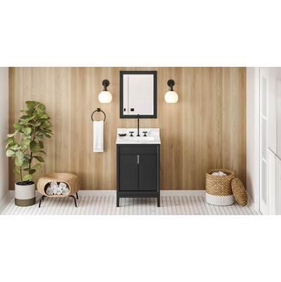 24'' Black Theodora Vanity, Calacatta Vienna Quartz Vanity Top, Undermount Rectangle Bowl