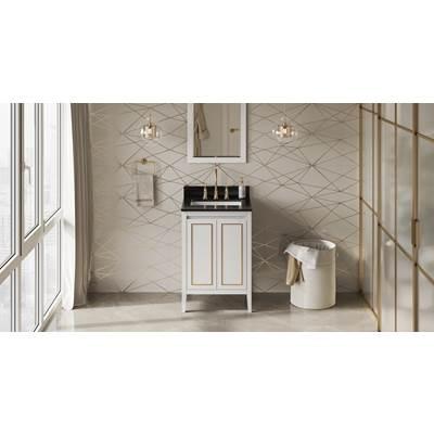 24'' White Percival Vanity, Black Granite Vanity Top, Undermount Rectangle Bowl