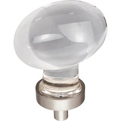 1-5/8'' Overall Length Satin Nickel Football Glass Harlow Cabinet Knob by Jeffrey Alexander