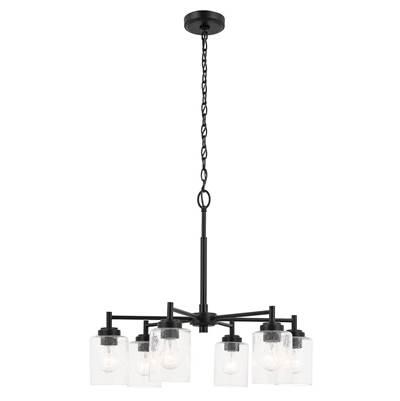 Winslow 26-Inch 6 Light Chandelier with Clear Seeded Glass in Black