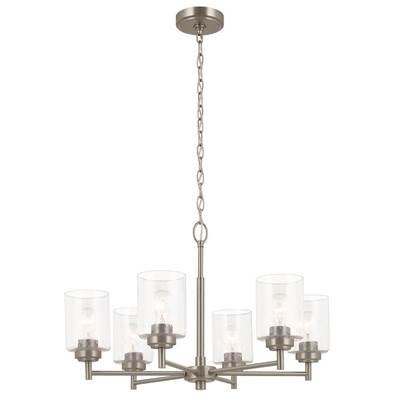 Winslow 26-Inch 6 Light Chandelier with Clear Seeded Glass in Brushed Nickel