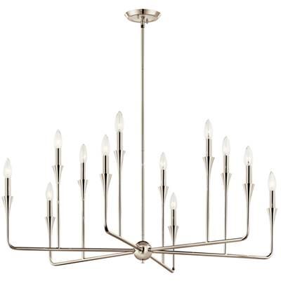 Alvaro 39.75 Inch 12 Light Multi-Tier Chandelier in Polished Nickel