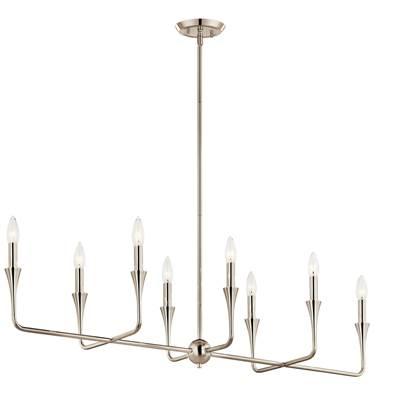 Alvaro 45.5 Inch 8 Light Linear Chandelier in Polished Nickel