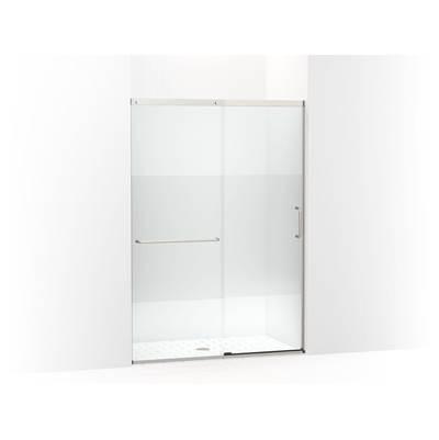 Elate Sliding shower door, 75-1/2'' H x 50-1/4 - 53-5/8'' W, with heavy 5/16'' thick Crystal Clear glass with privacy band - Matte Nickel by Kohler