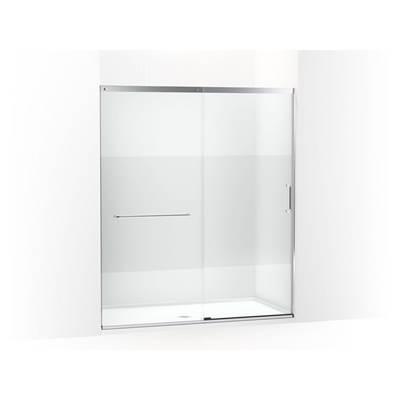Elate Sliding shower door, 75-1/2'' H x 62-1/4 - 65-5/8'' W with heavy 5/16'' thick Crystal Clear glass with privacy band - Bright Silver by Kohler