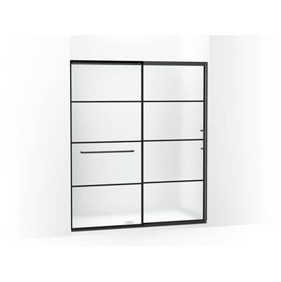 Elate Sliding shower door, 75-1/2'' H x 62-1/4 - 65-5/8'' W, with heavy 5/16'' thick Frosted glass with rectangular grille pattern by Kohler