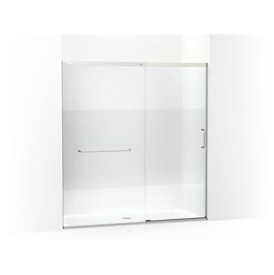Elate Sliding shower door, 75-1/2'' H x 68-1/4 - 71-5/8'' W, with heavy 5/16'' thick Crystal Clear glass with privacy band