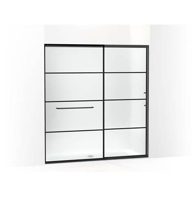 Elate Sliding shower door, 75-1/2'' H x 68-1/4 - 71-5/8'' W, with heavy 5/16'' thick Frosted glass with rectangular grille pattern