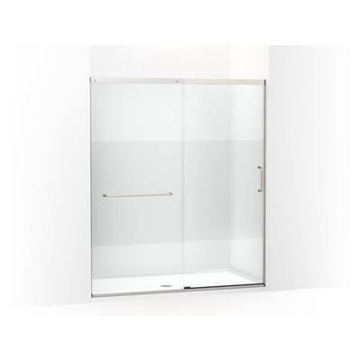 Elate Sliding shower door, 75-1/2'' H x 62-1/4 - 65-5/8'' W with heavy 5/16'' thick Crystal Clear glass with privacy band - Matte Nickel by Kohler