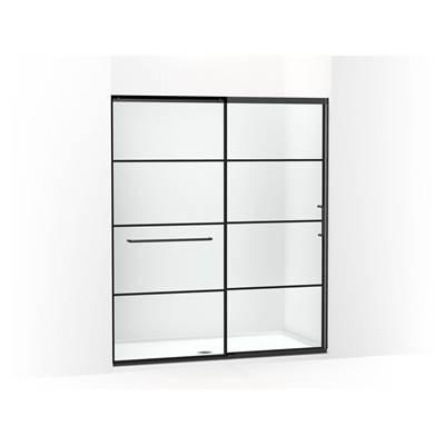 Elate Sliding shower door, 75-1/2'' H x 62-1/4 - 65-5/8'' W, with heavy 5/16'' thick Crystal Clear glass with rectangular grille pattern by Kohler
