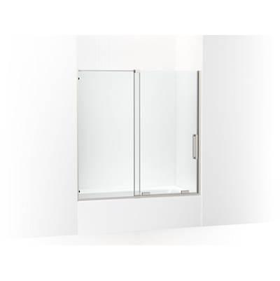 Echelon Sliding bath door, 58-1/4'' H x 55-3/4 - 59-3/4'' W, with 5/16'' thick Crystal Clear glass - Anodized Brushed Nickel