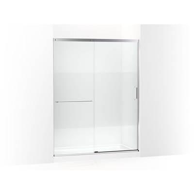 Elate Sliding shower door, 75-1/2'' H x 56-1/4 - 59-5/8'' W, with heavy 5/16'' thick Crystal Clear glass with privacy band - Bright Silver by Kohler