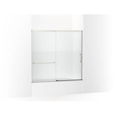 Elate Sliding bath door, 56-3/4'' H x 56-1/4 - 59-5/8'' W with heavy 5/16'' thick Crystal Clear glass with privacy band - Matte Nickel by Kohler