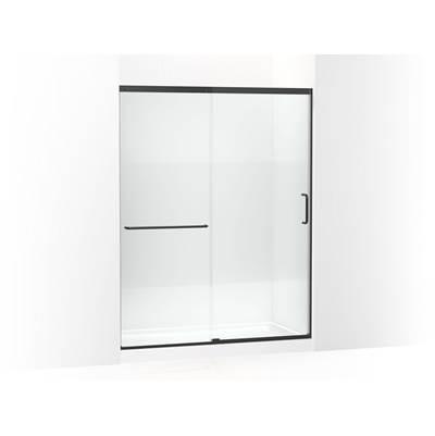 Elate Sliding shower door, 75-1/2'' H x 56-1/4 - 59-5/8'' W, with heavy 5/16'' thick Crystal Clear glass with privacy band - Matte Black by Kohler