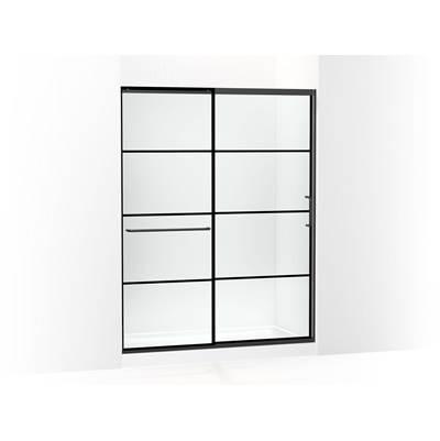 Elate Sliding shower door, 75-1/2'' H x 56-1/4 - 59-5/8'' W, with heavy 5/16'' thick Crystal Clear glass with rectangular grille pattern