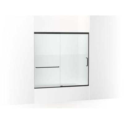 Elate Sliding bath door, 56-3/4'' H x 56-1/4 - 59-5/8'' W with heavy 5/16'' thick Crystal Clear glass with privacy band - Matte Black by Kohler