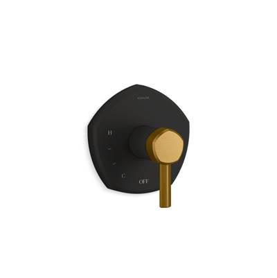 Kohler Occasion Rite-temp Valve Trim with Lever Handle - Matte Black with Brushed Moderne Brass by Kohler
