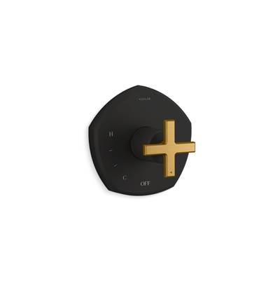 Kohler Occasion Rite-temp Valve Trim with Cross Handle - Matte Black with Brushed Moderne Brass by Kohler