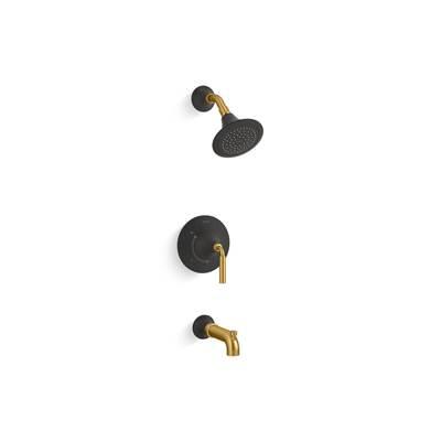 ToneE Rite-Temp bath and shower trim kit, 2.5 gpm - Matte Black With Brushed Moderne Brass by Kohler