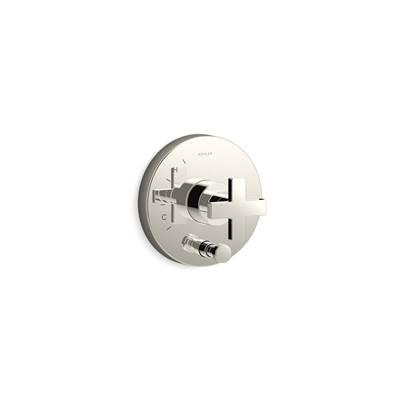 Composed Rite-Temp valve trim with push-button diverter and cross handle by Kohler