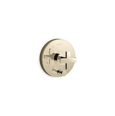 Composed Rite-Temp valve trim with push-button diverter and cross handle by Kohler