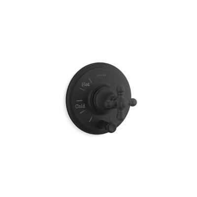 Artifacts Rite-Temp valve trim with push-button diverter and cross handle by Kohler