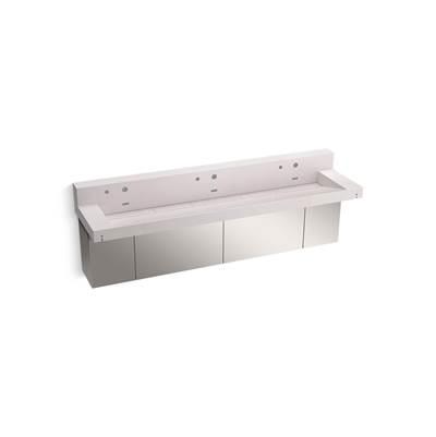 ConstellationE 90'' wall-mount trough lavatory system with backsplash