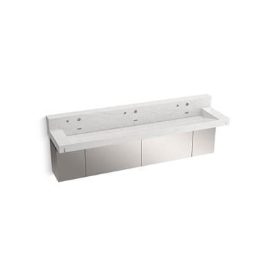 ConstellationE 90'' wall-mount trough lavatory system with backsplash