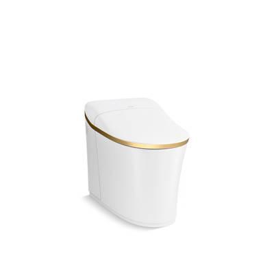 Eir One-piece elongated smart toilet, dual-flush - White With Moderne Brushed Brass by Kohler