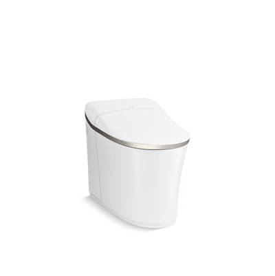 Eir One-piece elongated smart toilet, dual-flush - White With Brushed Nickel
