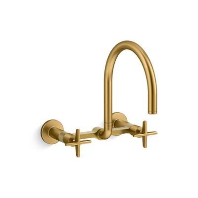 BilletE Two-hole wall-mount bridge kitchen sink faucet