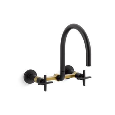 BilletE Two-hole wall-mount bridge kitchen sink faucet
