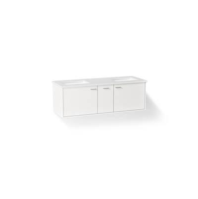 60'' wall-hung bathroom vanity cabinet with sinks and quartz top by Kohler