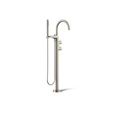 Components Floor-mount bath filler trim with lever handles and handshower by Kohler