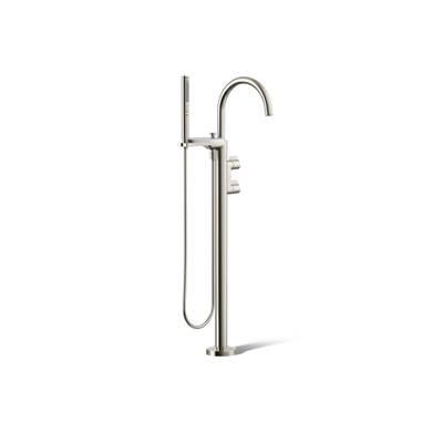 Components Floor-mount bath filler trim with lever handles and handshower by Kohler