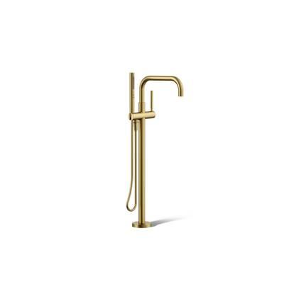 Kohler Purist Floor-mount Bath Filler Trim with Handshower - Vibrant Brushed Moderne Brass by Kohler