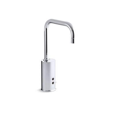 Gooseneck Widespread commercial lavatory faucet with sculpted lever handles, metal drain, red/blue indexing and vandal-resistant aerator - Polished Chrome by Kohler