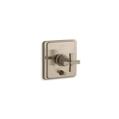 Kohler Pinstripe Rite-temp Valve Trim with Push-button Diverter and Cross Handle - Vibrant... by Kohler