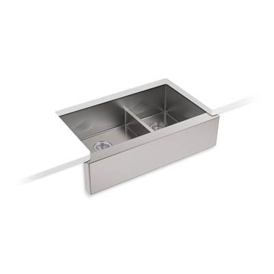 Strive Smart Divide 35-1/2'' undermount double-bowl farmhouse kitchen sink - Stainless Steel