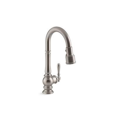 Artifacts Pull-down kitchen sink faucet with three-function sprayhead