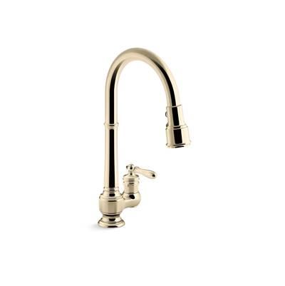 Artifacts Pull-down kitchen sink faucet with three-function sprayhead by Kohler