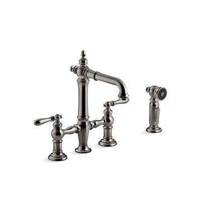 Artifacts Two-hole bridge bar sink faucet with side sprayer by Kohler