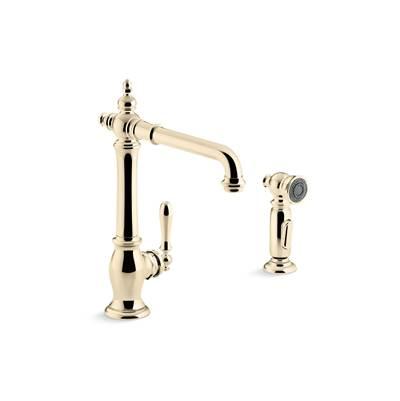 Artifacts Single-handle kitchen sink faucet with side sprayer by Kohler
