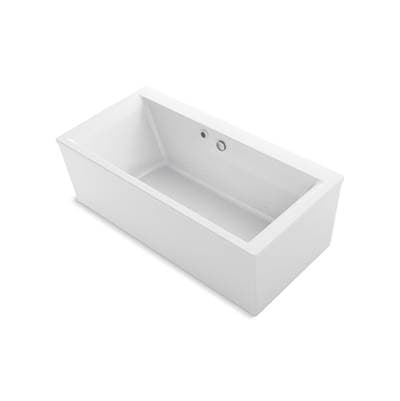 Kohler Stargaze 60'' x 34'' freestanding bath with Bask heated surface and straight shroud - White