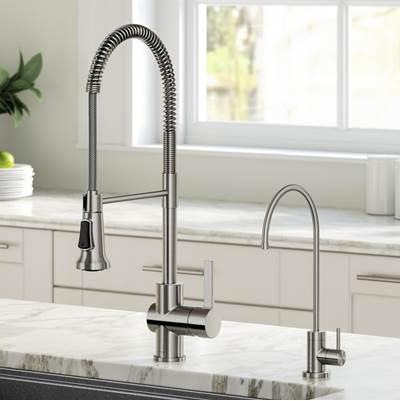 BrittE Commercial Style Kitchen Faucet and PuritaE Water Filter Faucet Combo in Spot Free Stainless Steel