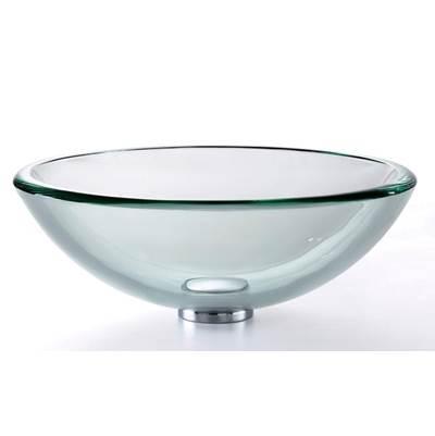 19 mm Thick Glass Vessel Sink in Clear with PU-MR in Chrome