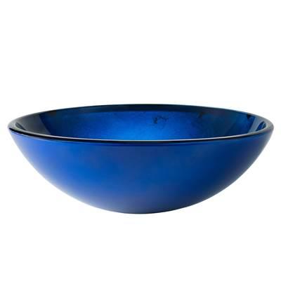 Round Blue Glass Vessel Bathroom Sink, 16 1/2 inch by Kraus